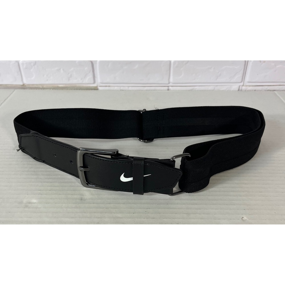 Nike Baseball Belt Youth One Size Black Elastic Adjustable Swoosh Logo